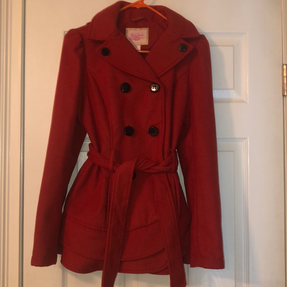 Burnt orange hooded coat
